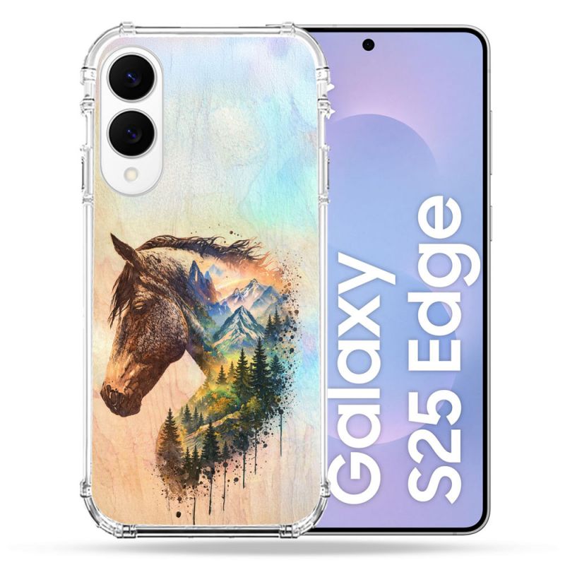 Coque Renforcée Pour Samsung Galaxy S25 EDGE Animal Cheval Montagne