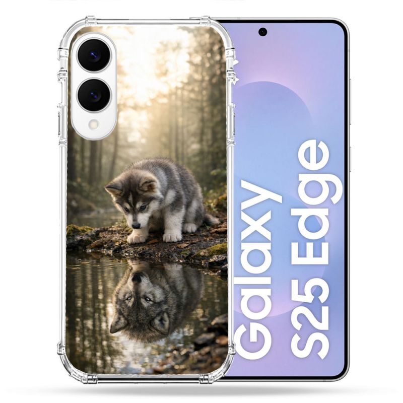 Coque Renforcée Pour Samsung Galaxy S25 EDGE Animal Loup Reflet