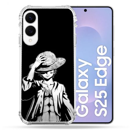 Coque Renforcée Pour Samsung Galaxy S25 EDGE Manga One Piece Luffy Noir