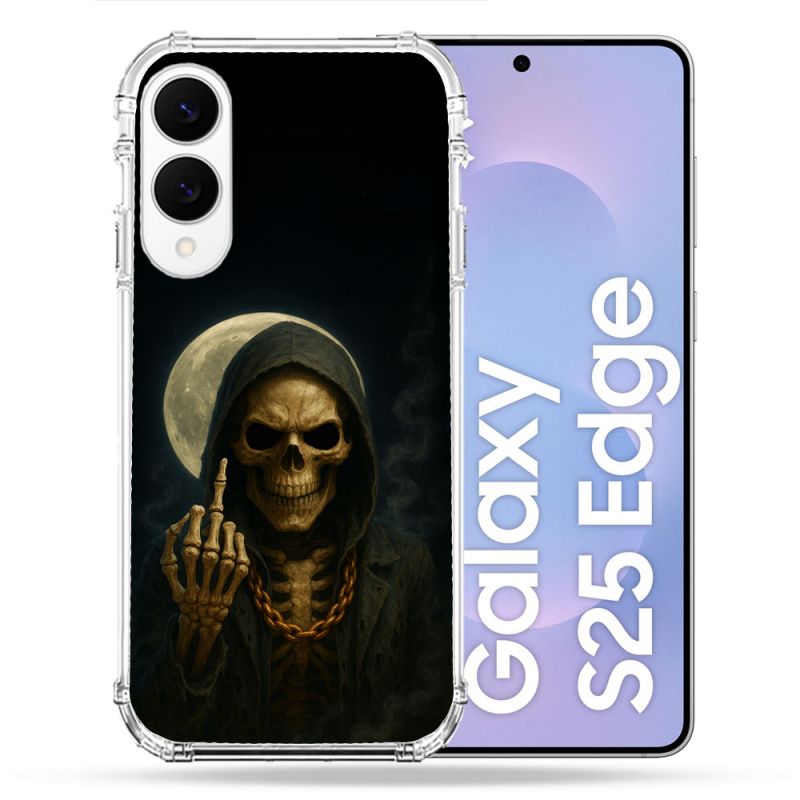 Coque Renforcée Pour Samsung Galaxy S25 EDGE Tete de Mort Doigt 2026