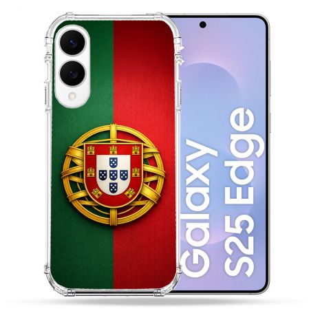 Coque Renforcée Pour Samsung Galaxy S25 EDGE Voyage Drapeau Portugal