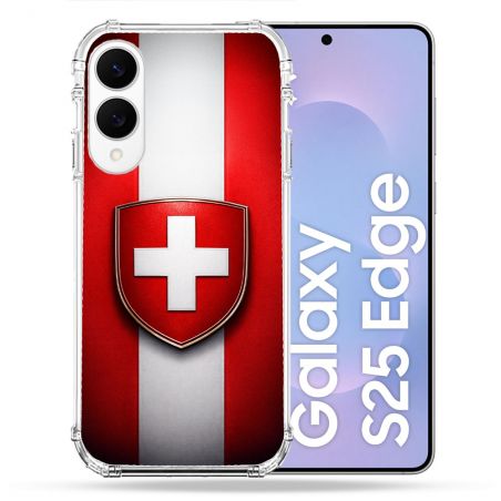 Coque Renforcée Pour Samsung Galaxy S25 EDGE Voyage Drapeau Suisse