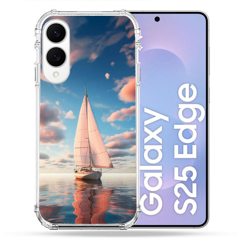 Coque Renforcée Pour Samsung Galaxy S25 EDGE Voyage Voilier Reflet