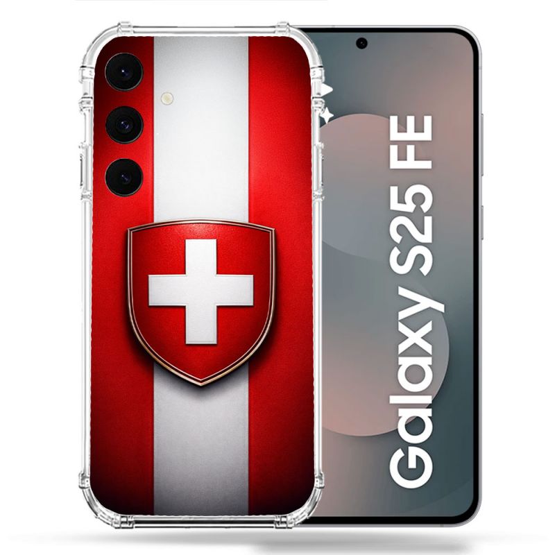 Coque Renforcée Pour Samsung Galaxy S25 FE Voyage Drapeau Suisse