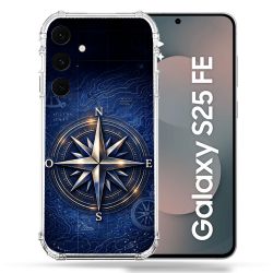 Coque Renforcée Pour Samsung Galaxy S25 FE Voyage Rose des Vents Marine