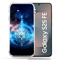 Coque Renforcée Pour Samsung Galaxy S25 FE Voyage Rose des Vents Stellaire