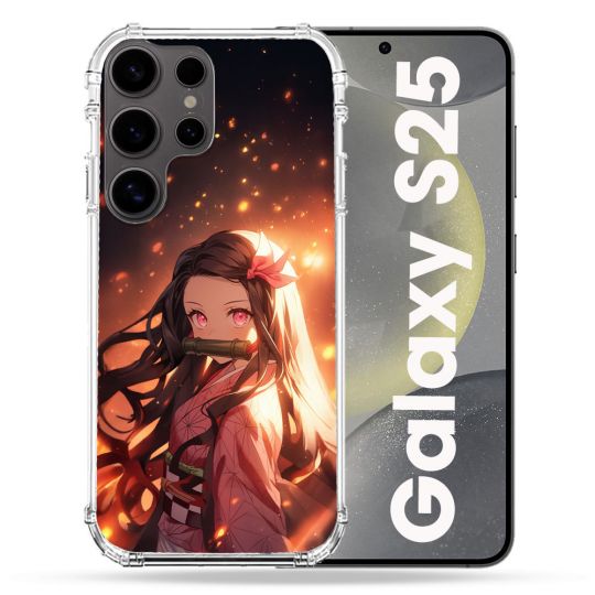 Coque Renforcée Pour Samsung Galaxy S25 Manga Demon Slayer Nezuko Rose