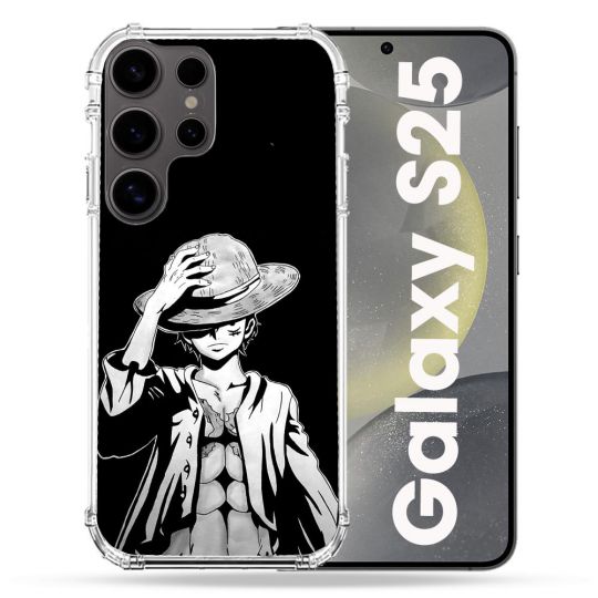 Coque Renforcée Pour Samsung Galaxy S25 Manga One Piece Luffy Noir