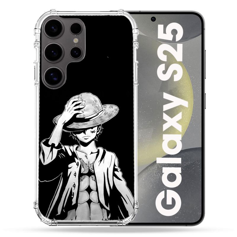 Coque Renforcée Pour Samsung Galaxy S25 Manga One Piece Luffy Noir