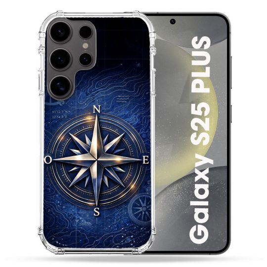 Coque Renforcée Pour Samsung Galaxy S25 PLUS Voyage Rose des Vents Marine