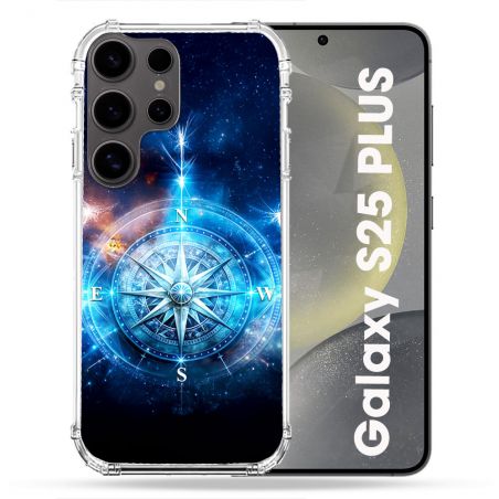Coque Renforcée Pour Samsung Galaxy S25 PLUS Voyage Rose des Vents Stellaire