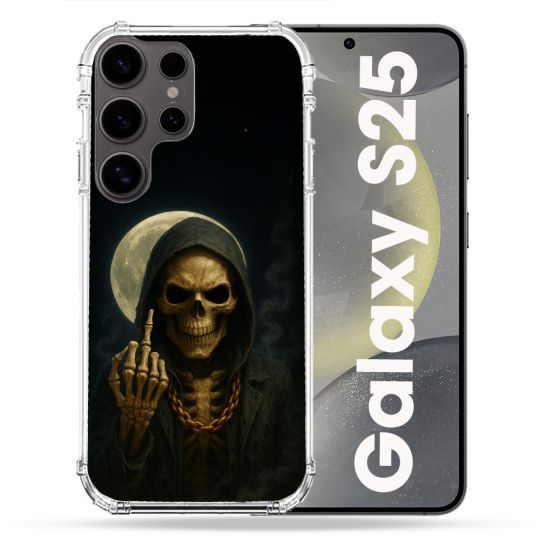 Coque Renforcée Pour Samsung Galaxy S25 Tete de Mort Doigt 2026