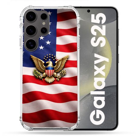 Coque Renforcée Pour Samsung Galaxy S25 Voyage Drapeau USA Etats Unis