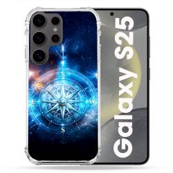 Coque Renforcée Pour Samsung Galaxy S25 Voyage Rose des Vents Stellaire