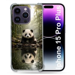 Coque Renforcée Pour Iphone 15 Pro Plus Animal Panda Reflet