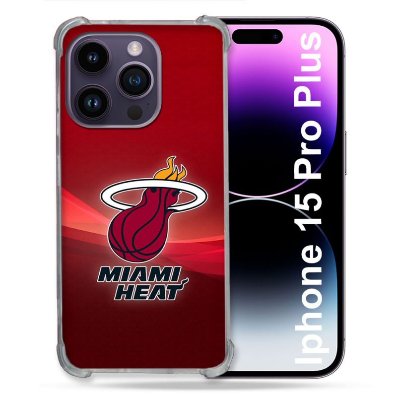 Coque Renforcée Pour Iphone 15 Pro Plus Basket Miami Heat