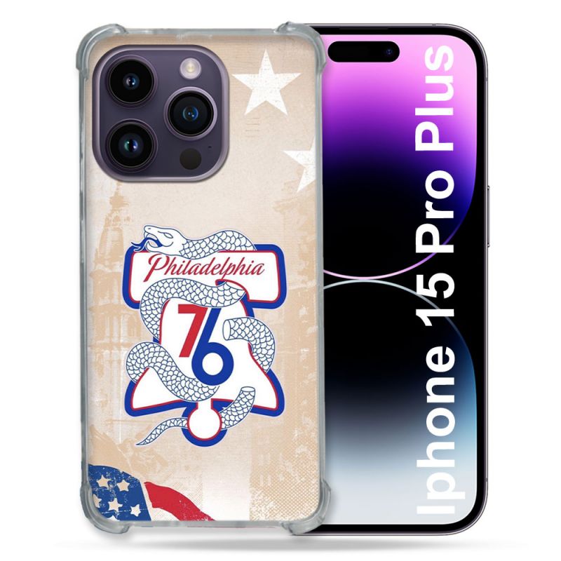 Coque Renforcée Pour Iphone 15 Pro Plus Basket Philadelphia 76ers