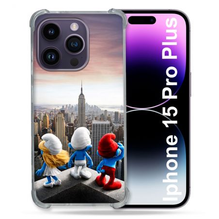 Coque Renforcée Pour Iphone 15 Pro Plus Schtroumpfs New York