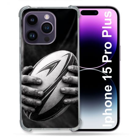 Coque Renforcée Pour Iphone 15 Pro Plus Sport Rugby Ballon Moderne