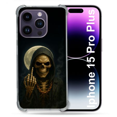Coque Renforcée Pour Iphone 15 Pro Plus Tete de Mort Doigt 2026