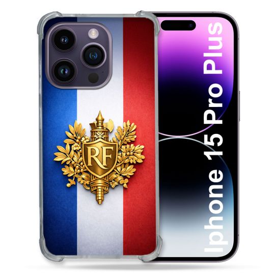 Coque Renforcée Pour Iphone 15 Pro Plus Voyage Drapeau France