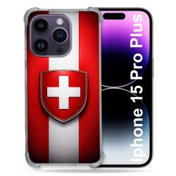 Coque Renforcée Pour Iphone 15 Pro Plus Voyage Drapeau Suisse