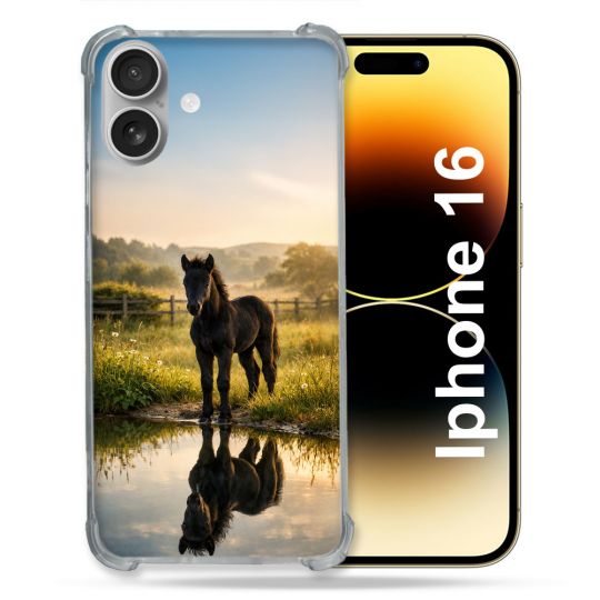 Coque Renforcée Pour Iphone 16 Animal Cheval Reflet