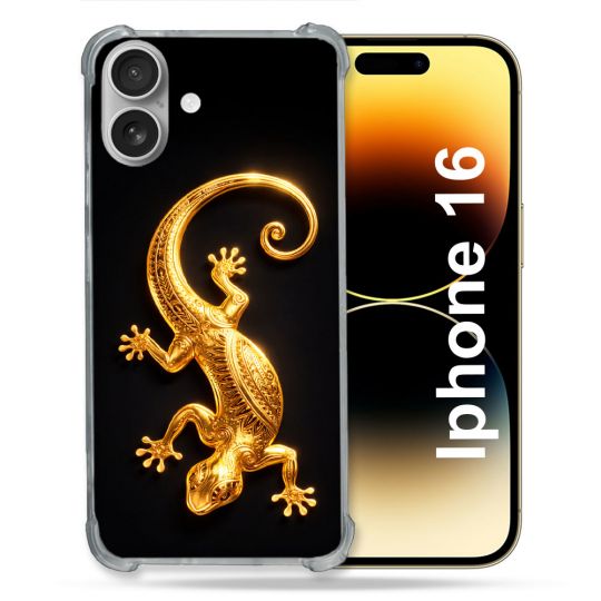Coque Renforcée Pour Iphone 16 Animal Lezard Noir 2026