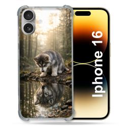 Coque Renforcée Pour Iphone 16 Animal Loup Reflet