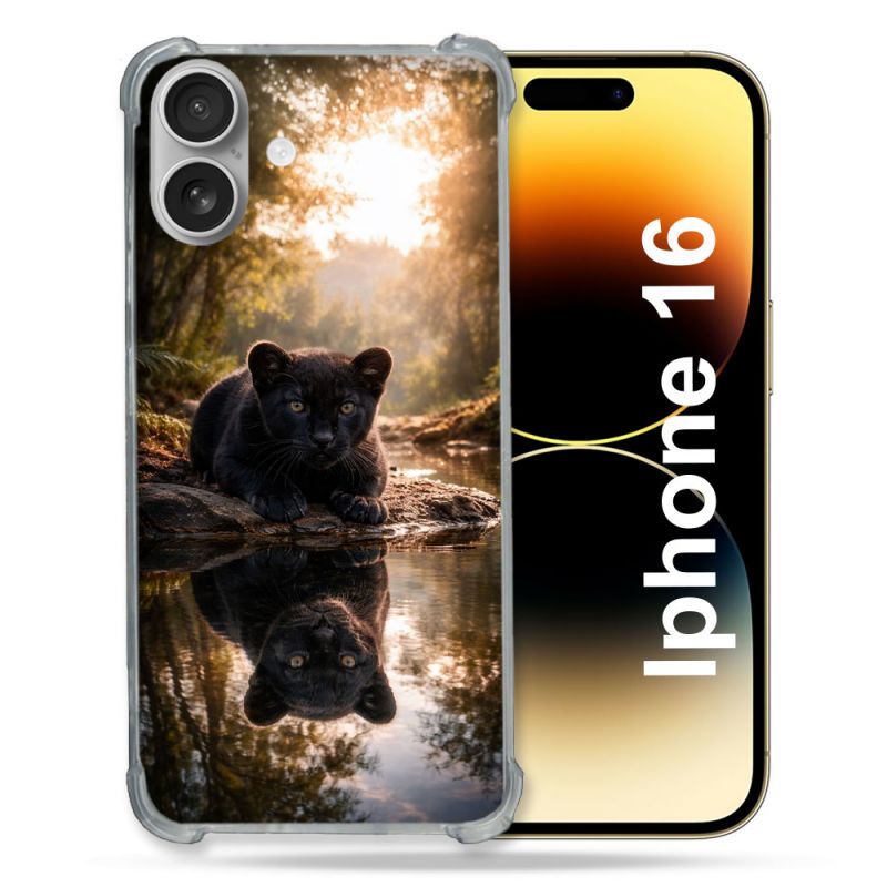 Coque Renforcée Pour Iphone 16 Animal Panthère Reflet