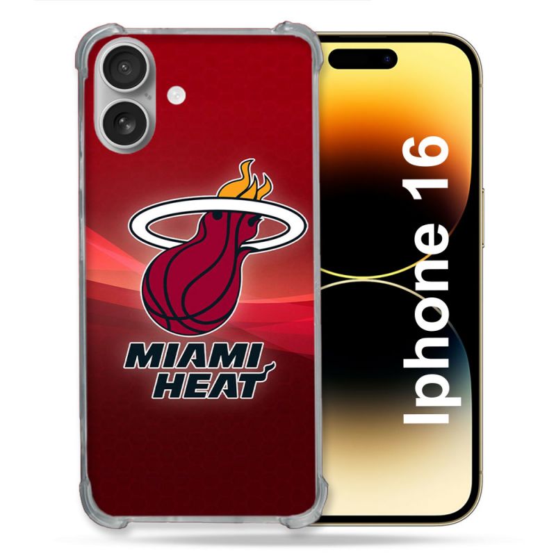 Coque Renforcée Pour Iphone 16 Basket Miami Heat
