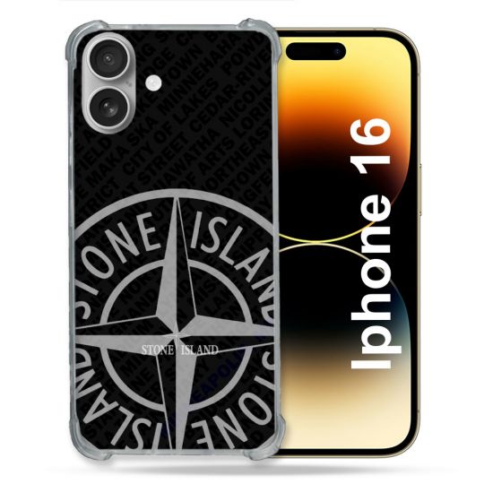 Coque Renforcée Pour Iphone 16 Stone Island Gris