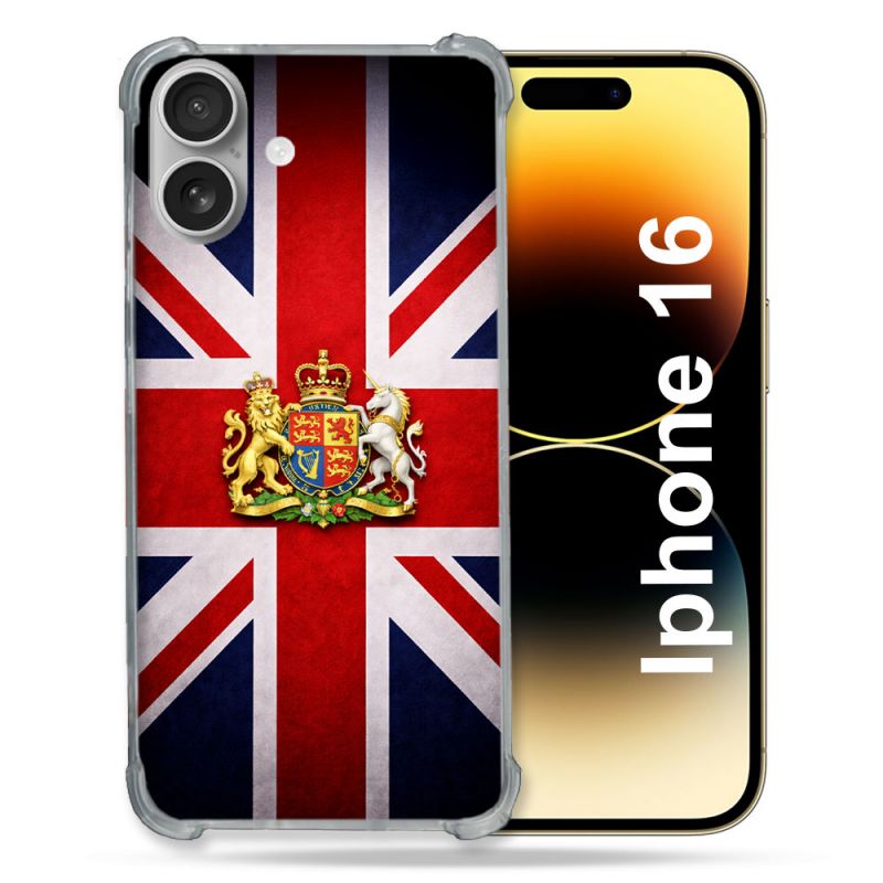 Coque Renforcée Pour Iphone 16 Voyage Drapeau Grande Bretagne UK
