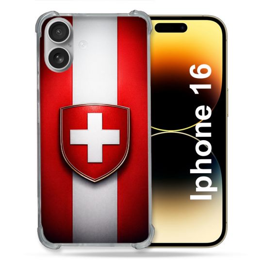 Coque Renforcée Pour Iphone 16 Voyage Drapeau Suisse