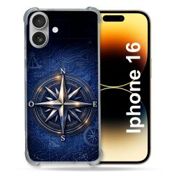 Coque Renforcée Pour Iphone 16 Voyage Rose des Vents Marine
