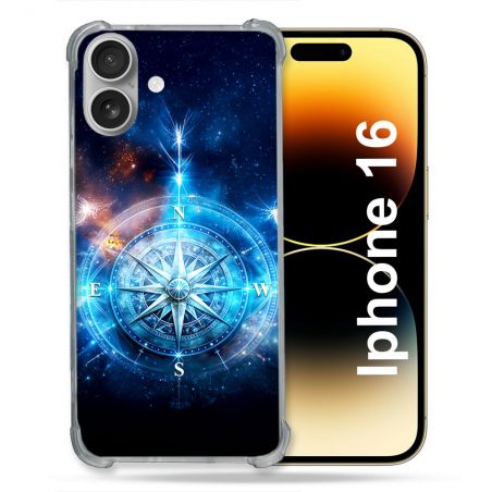 Coque Renforcée Pour Iphone 16 Voyage Rose des Vents Stellaire