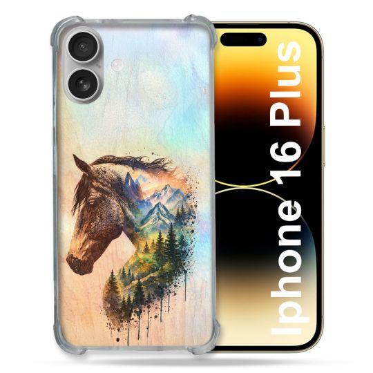 Coque Renforcée Pour Iphone 16 Plus Animal Cheval Montagne