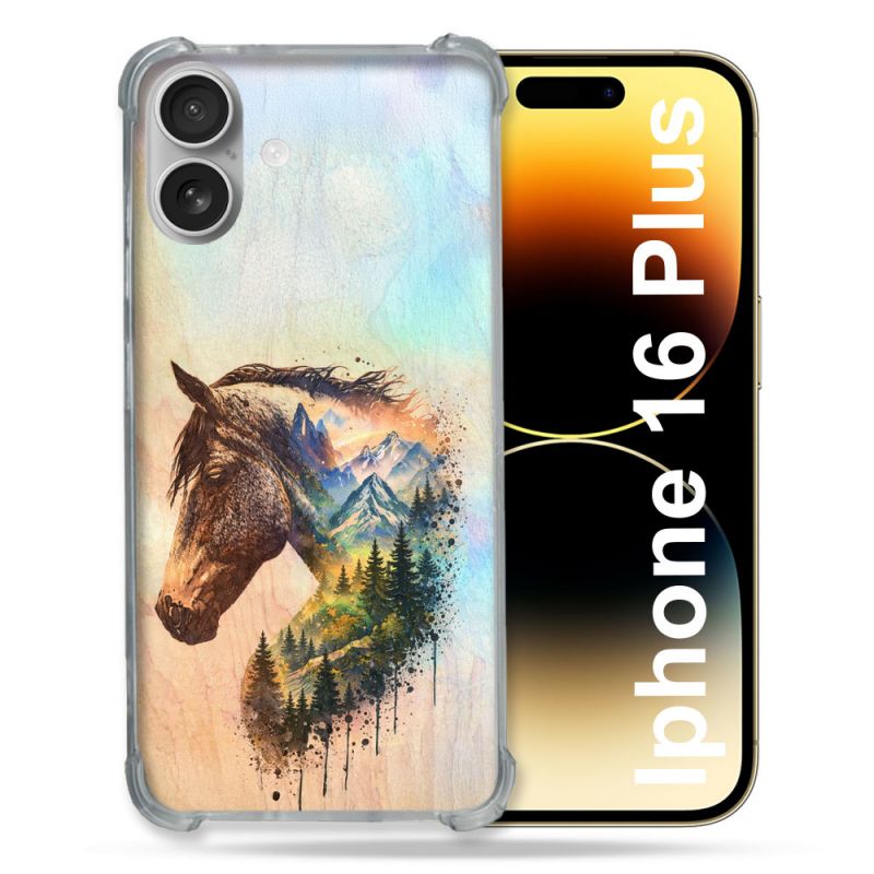 Coque Renforcée Pour Iphone 16 Plus Animal Cheval Montagne