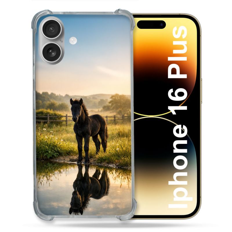 Coque Renforcée Pour Iphone 16 Plus Animal Cheval Reflet