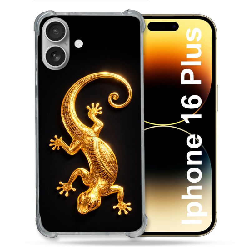 Coque Renforcée Pour Iphone 16 Plus Animal Lezard Noir 2026