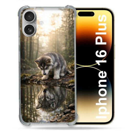 Coque Renforcée Pour Iphone 16 Plus Animal Loup Reflet