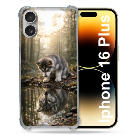 Coque Renforcée Pour Iphone 16 Plus Animal Loup Reflet