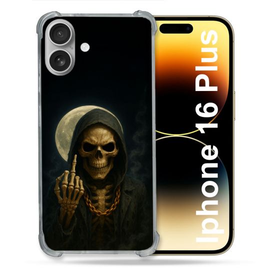 Coque Renforcée Pour Iphone 16 Plus Tete de Mort Doigt 2026