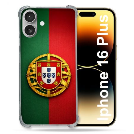 Coque Renforcée Pour Iphone 16 Plus Voyage Drapeau Portugal