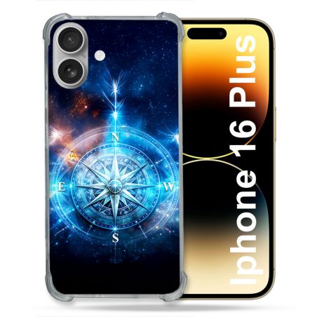 Coque Renforcée Pour Iphone 16 Plus Voyage Rose des Vents Stellaire