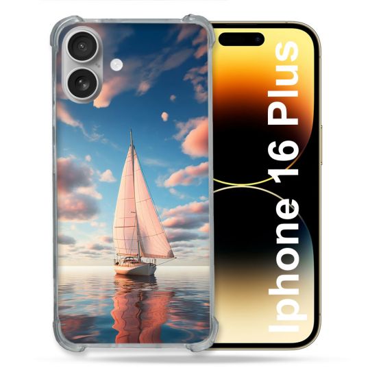 Coque Renforcée Pour Iphone 16 Plus Voyage Voilier Reflet