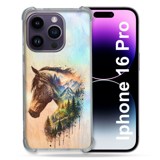 Coque Renforcée Pour Iphone 16 Pro Animal Cheval Montagne