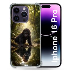 Coque Renforcée Pour Iphone 16 Pro Animal Gorille Reflet