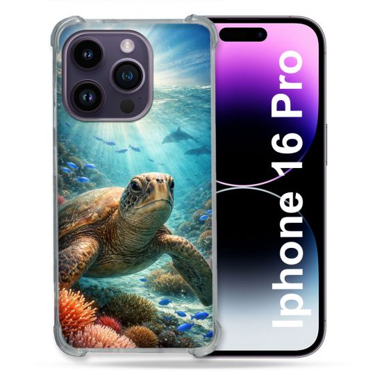 Coque Renforcée Pour Iphone 16 Pro Animal Tortue Marine