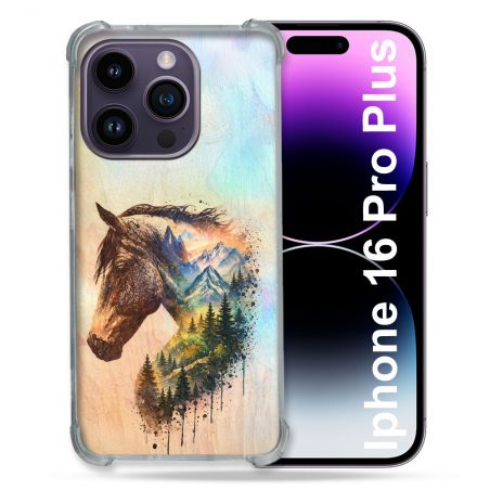 Coque Renforcée Pour Iphone 16 Pro Plus Animal Cheval Montagne